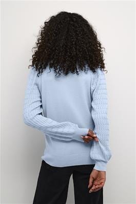 LIGHT BLUE DETAILED SLEEVE CREW NECK SWEATER Sweater Kaffe 