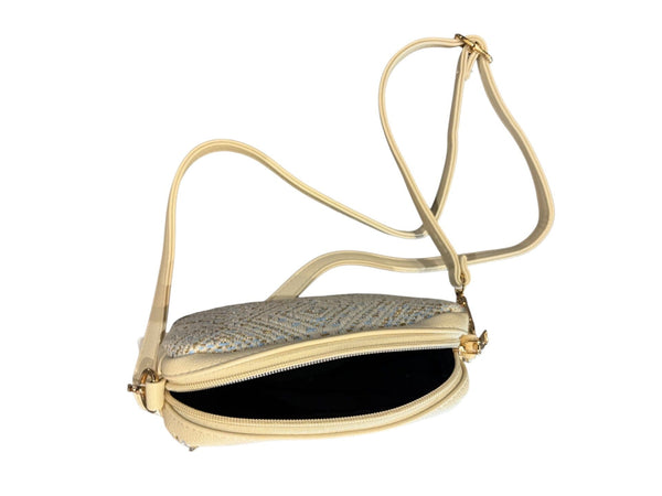 LIGHT BLUE WOVEN GEOMETRIC CROSSBODY HANDBAG Handbag FashionWear Canada 