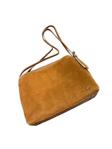 LIGHT BROWN GENUINE LEATHER AND SUEDE SHOULDER HANDBAG Handbag Prenelove 