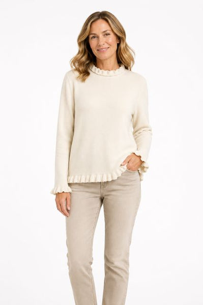 LIGHT SAND LONG SLEEVE FRILL NECK SWEATER SWEATER SOYA CONCEPT 