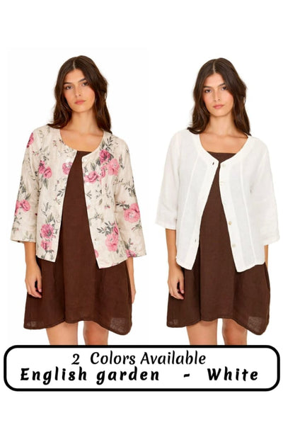 LINEN JACKET WITH ROLL UP SLEEVES Blazer Pistache 