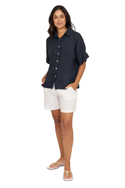 LINEN TOP WITH MESH COTTON BACK Top Pistache 