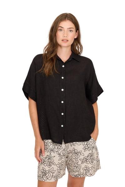 LINEN TOP WITH MESH COTTON BACK Top Pistache 