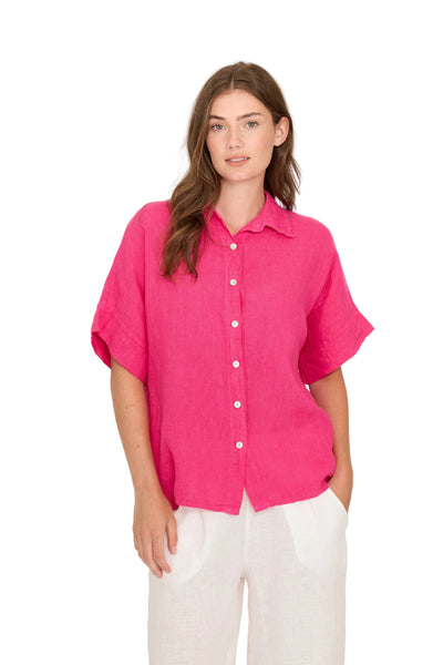 LINEN TOP WITH MESH COTTON BACK Top Pistache 