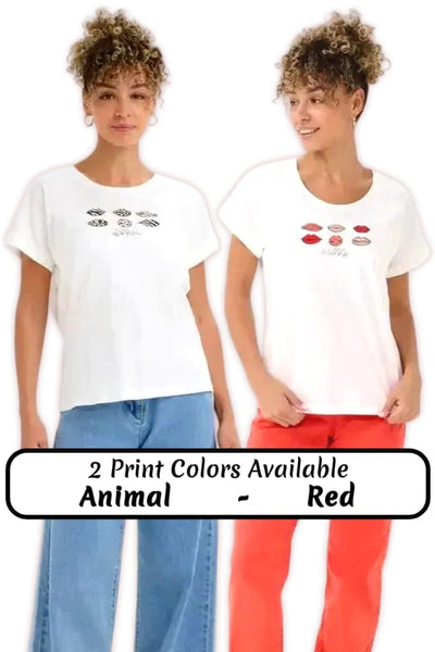 LIP PRINT T SHIRT T-Shirt CREAM 