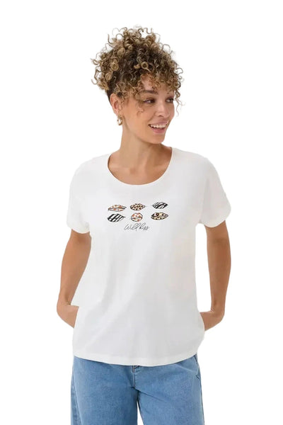 LIP PRINT T SHIRT T-Shirt CREAM XS Animal Print 