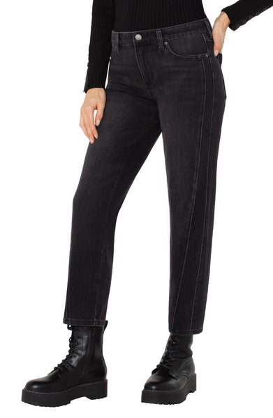 LIV STRAIGHT MID RISE CAVALIER BLACK FRONT SEAM JEANS Jeans Liverpool 