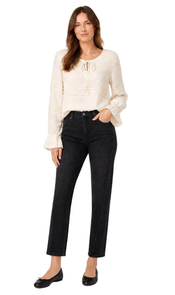 LIV STRAIGHT MID RISE CAVALIER BLACK FRONT SEAM JEANS Jeans Liverpool 