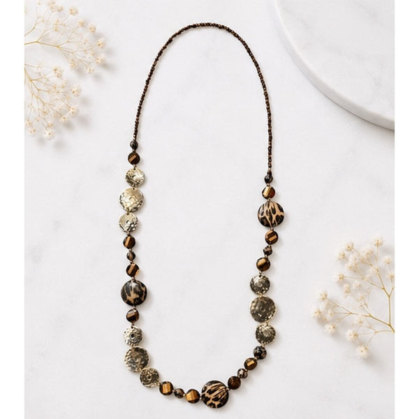 LONG BEADED TIGER EYE NECKLACE Necklaces FashionWear Collection 