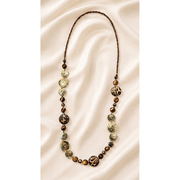 LONG BEADED TIGER EYE NECKLACE Necklaces FashionWear Collection 