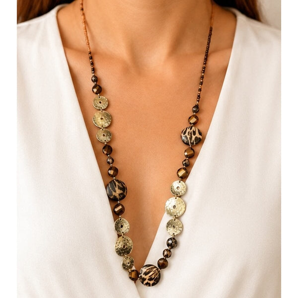 LONG BEADED TIGER EYE NECKLACE Necklaces FashionWear Collection 