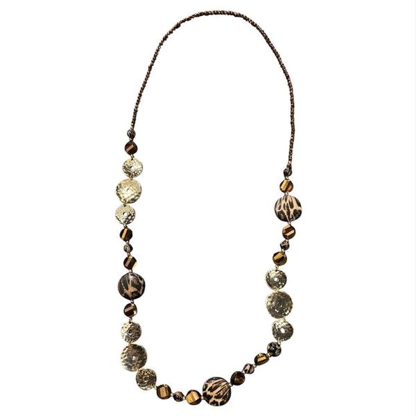 LONG BEADED TIGER EYE NECKLACE Necklaces FashionWear Collection Brown/Tiger Eye 