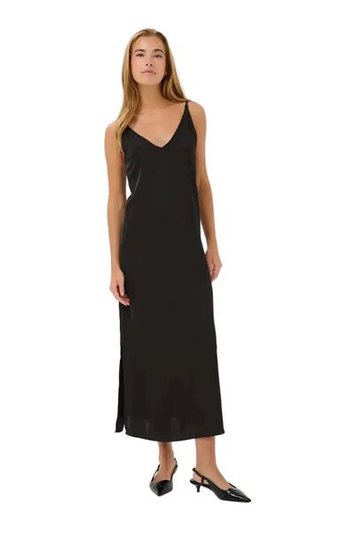 LONG BLACK SATEEN DRESS Dress Kaffe 