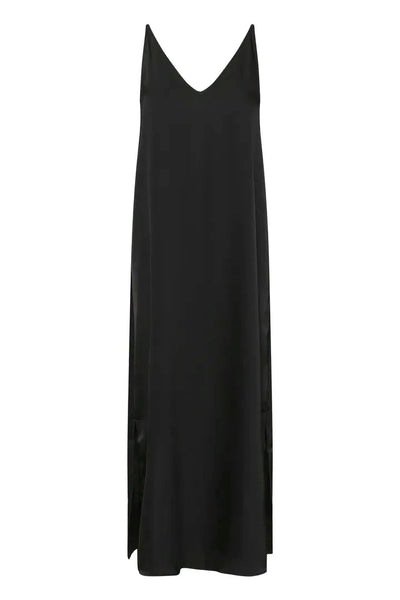LONG BLACK SATEEN DRESS Dress Kaffe 