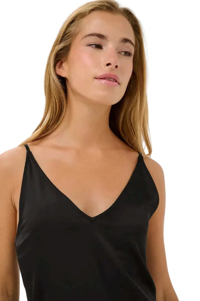 LONG BLACK SATEEN DRESS Dress Kaffe 