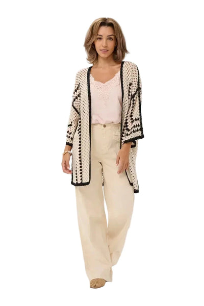 LONG BUTTERFLY DETAIL CROCHET KIMONA T Shirts & Tops CREAM 