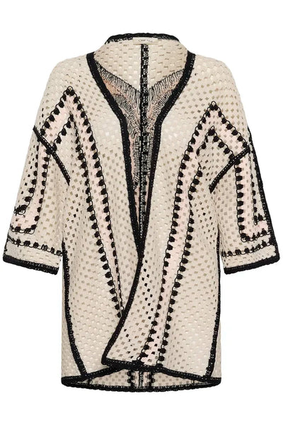 LONG BUTTERFLY DETAIL CROCHET KIMONA T Shirts & Tops CREAM 