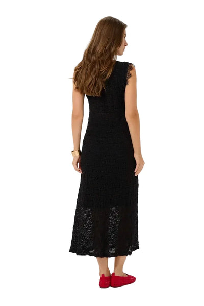 LONG LACE LINED STRETCHY BLACK DRESS Dresses CREAM 