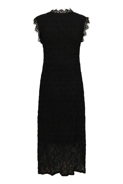 LONG LACE LINED STRETCHY BLACK DRESS Dresses CREAM 