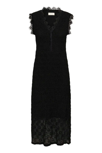 LONG LACE LINED STRETCHY BLACK DRESS Dresses CREAM 