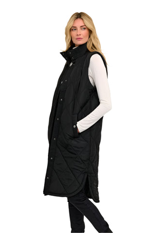 LONG QUILTED WAIST COAT JACKET Jacket KAFFE 34 Black 