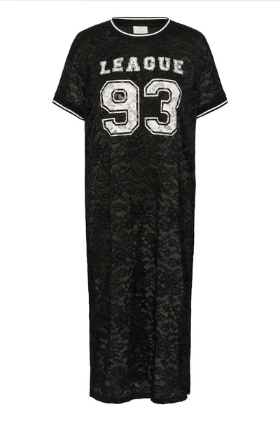 LONG SHORT SLEEVE BLACK LACE DRESS Dress Kaffe 