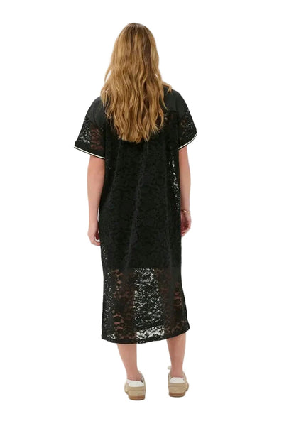 LONG SHORT SLEEVE BLACK LACE DRESS Dress Kaffe 