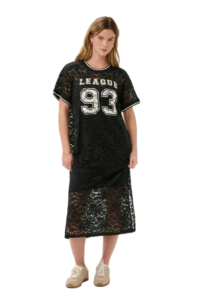LONG SHORT SLEEVE BLACK LACE DRESS Dress Kaffe XS Black 