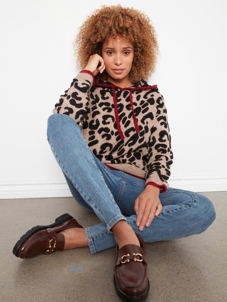 LONG SLEEVE ANIMAL PRINT SWEATER WITH HOODY SWEATER Charlie B 