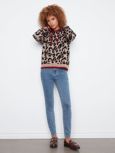 LONG SLEEVE ANIMAL PRINT SWEATER WITH HOODY SWEATER Charlie B 