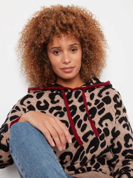 LONG SLEEVE ANIMAL PRINT SWEATER WITH HOODY SWEATER Charlie B 