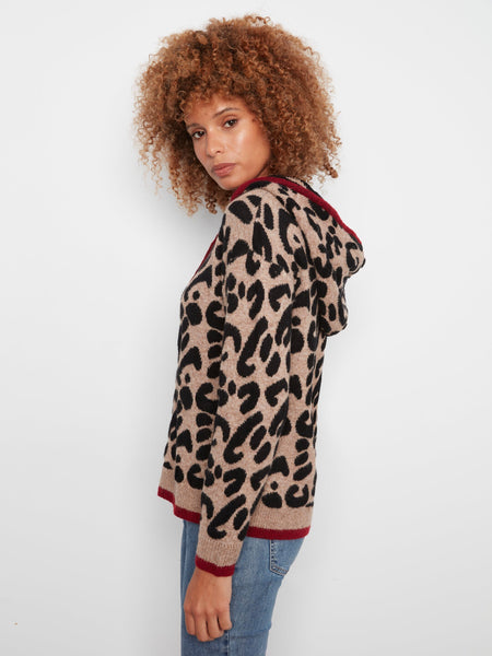 LONG SLEEVE ANIMAL PRINT SWEATER WITH HOODY SWEATER Charlie B 