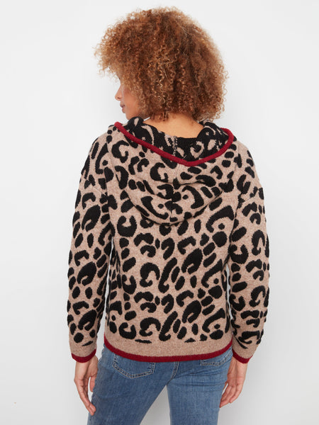 LONG SLEEVE ANIMAL PRINT SWEATER WITH HOODY SWEATER Charlie B 
