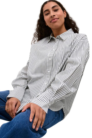 LONG SLEEVE BLACK AND WHITE STRIPE SHIRT Shirts & Tops Kaffe 