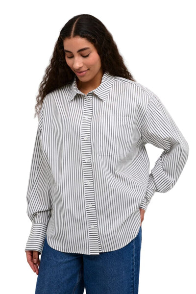 LONG SLEEVE BLACK AND WHITE STRIPE SHIRT Shirts & Tops Kaffe 