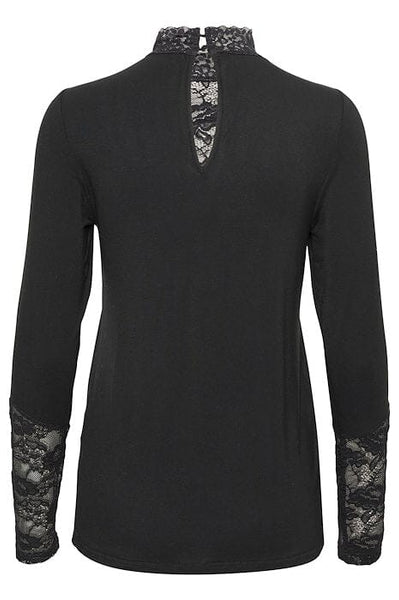 LONG SLEEVE BLACK LACE SLEEVED T SHIRT Top CULTURE 