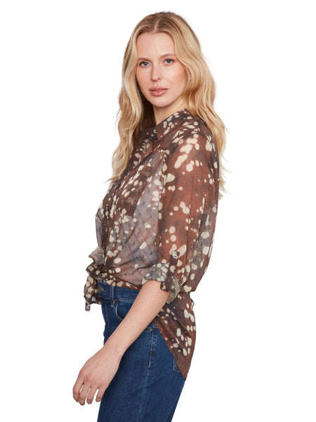LONG SLEEVE BLOUSE WITH FRONT TIE UP OR DOWN Blouse Charlie B 