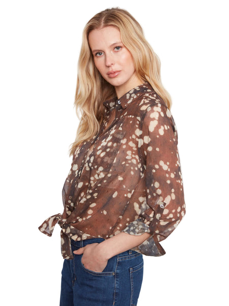 LONG SLEEVE BLOUSE WITH FRONT TIE UP OR DOWN Blouse Charlie B 