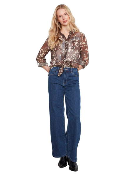LONG SLEEVE BLOUSE WITH FRONT TIE UP OR DOWN Blouse Charlie B 