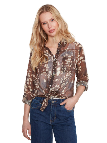 LONG SLEEVE BLOUSE WITH FRONT TIE UP OR DOWN Blouse Charlie B 