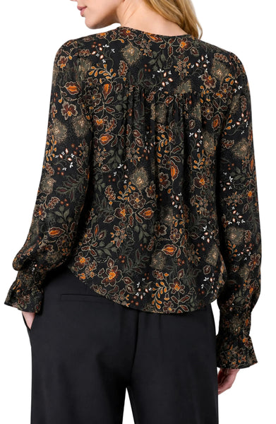 LONG SLEEVE BUTTON FRONT AUTUMN PRINTED WOVEN BLOUSE Shirts & Tops Liverpool 
