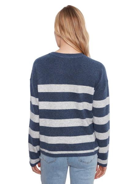 LONG SLEEVE DROP SHOULDER HEART PATCH STRIPED SWEATER SWEATER Charlie B 