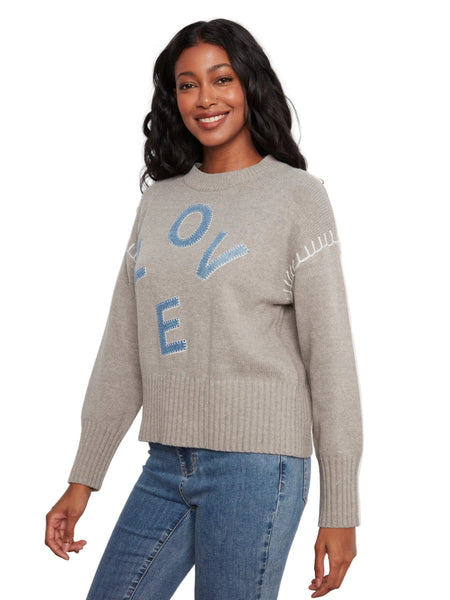 LONG SLEEVE DROP SHOULDER LOVE PATCH SWEATER SWEATER Charlie B 