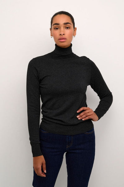 LONG SLEEVE GREY TURTLE NECK KNIT Top Kaffe 