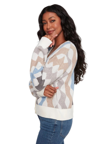 LONG SLEEVE JAQUARED CARDIGAN WITH BUTTON DETIAL Cardigan Charlie B 