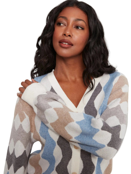 LONG SLEEVE JAQUARED CARDIGAN WITH BUTTON DETIAL Cardigan Charlie B 