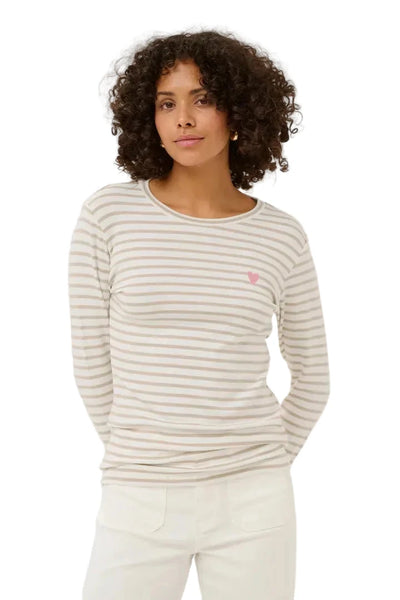 LONG SLEEVE LIGHT WEIGHT STRIPED TOP Top Kaffe S Cream 