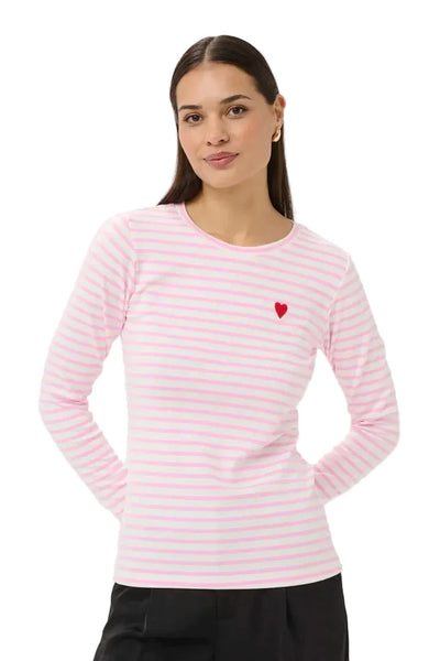 LONG SLEEVE LIGHT WEIGHT STRIPED TOP Top Kaffe S Pink 