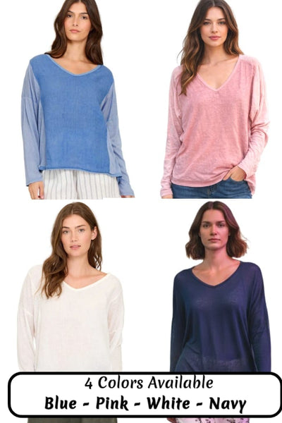 LONG SLEEVE LINEN AND KNITTED TOPS Top Pistache 