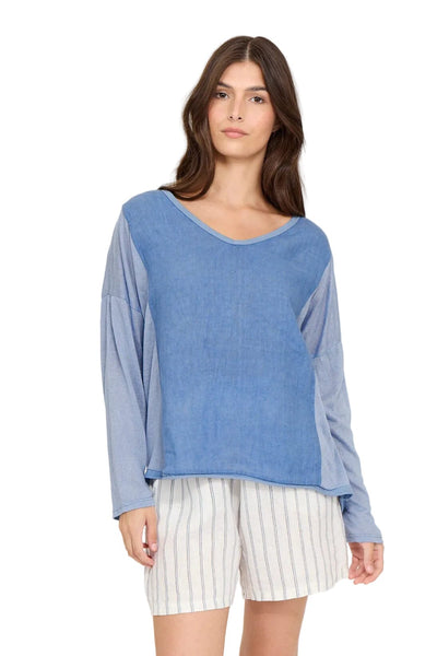 LONG SLEEVE LINEN AND KNITTED TOPS Top Pistache XS Ocean Blue 